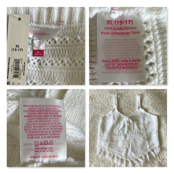 No Boundaries Sweater Tank Top with Fringe Hem Sz XL (15-17) NWT - Picture 10 of 12